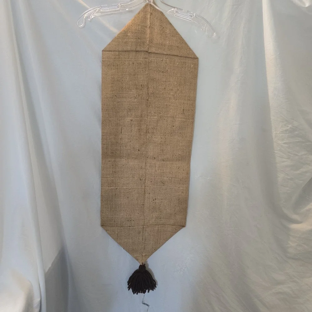 Vtg 1970's BOHO Burlap Flower Butterfly Latch Hook Completed Rug Wall Hanging